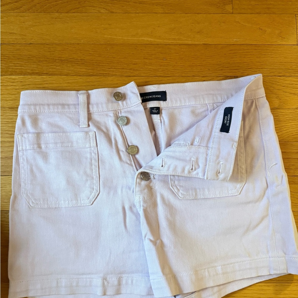 J. Crew White Button-Front Denim Shorts